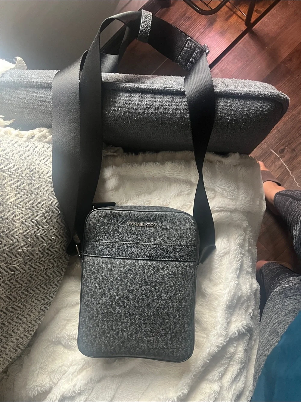 Michael Kors Black Pebbled Leather Messenger Bag